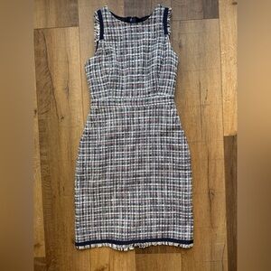 J. Crew Navy and White Plaid Midi Dress